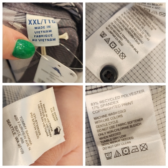 NWT Tommy Bahama Coast Patchwork Palms Grey Short Sleeve Button Shirt XXL - Picture 5 of 16